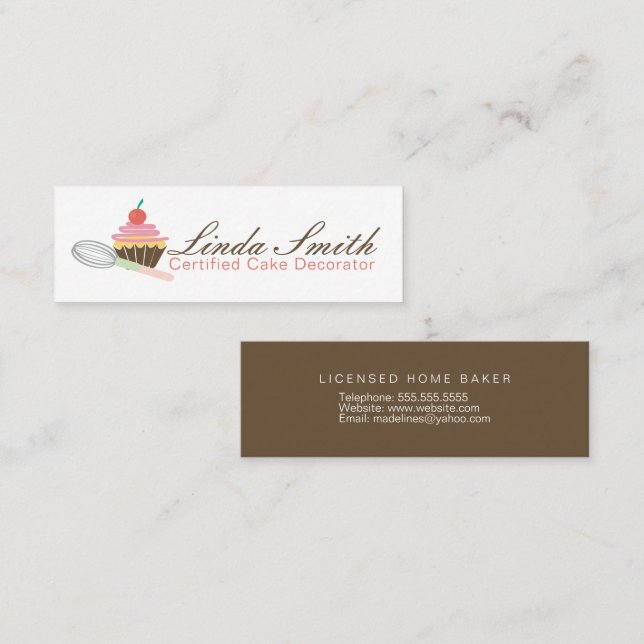 Bäckerei Dekorator Cupcake Mini Visitenkarte (Vorne/Hinten)