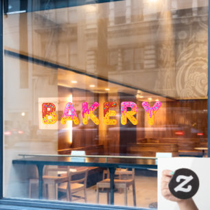 Bäckerei Donut Cartoon Keks glasiert Streusel Fensteraufkleber