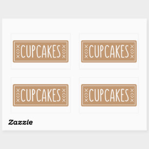 Bäckerei-Emblem-Design für Vintage-Cupcakes Rechteckiger Aufkleber