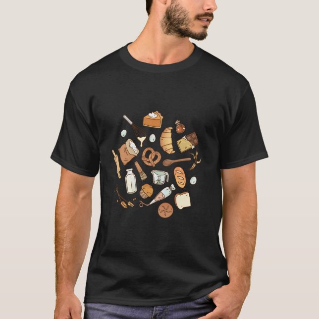 Bäckerei Essentials Muster T-Shirt (Vorderseite)