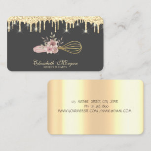 Bäckerei-Gebäck-Handwerkzeuge Gold-Tropfen Rosen Visitenkarte