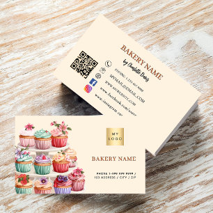 Bäckerei Gebäckcreme rosa QR-Code-Logo Visitenkarte