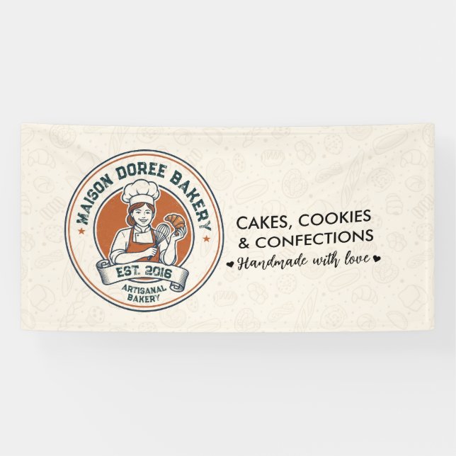 Bäckerei Geschäft Konditor Nachspeise Süßigkeiten  Banner (Horizontal)