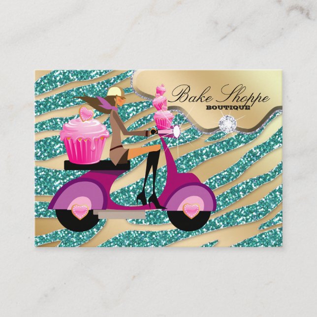Bäckerei-Geschäfts-Kartezebra-aquamariner Visitenkarte (Vorderseite)