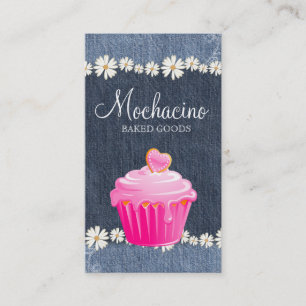 Bäckerei Geschäftskarten Cupcake Jeans Daisy Pink Visitenkarte