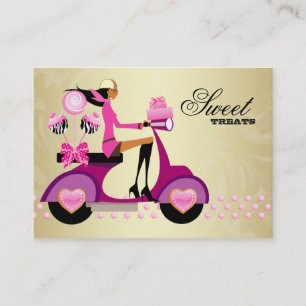 Bäckerei Geschenkbox Scooter Mädchen Rosa Gold Cak Visitenkarte
