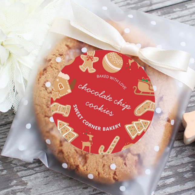Bäckerei Gingerbrei Holiday Backkochaufkleber Runder Aufkleber (Bakery Gingerbread Holiday Baking Cookie Sticker)