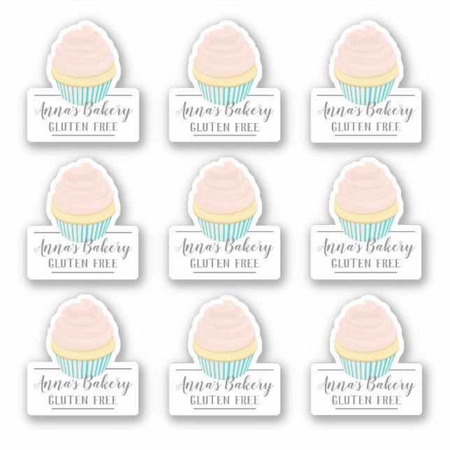 Bäckerei Glutenfreies Niedliches Rosa Cartoon Cupc Aufkleber (Vorderseite)