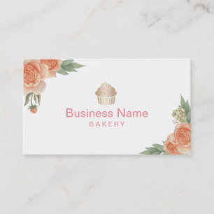 Bäckerei Gold Cupcake-Logo Vintage-Blumen Visitenkarte