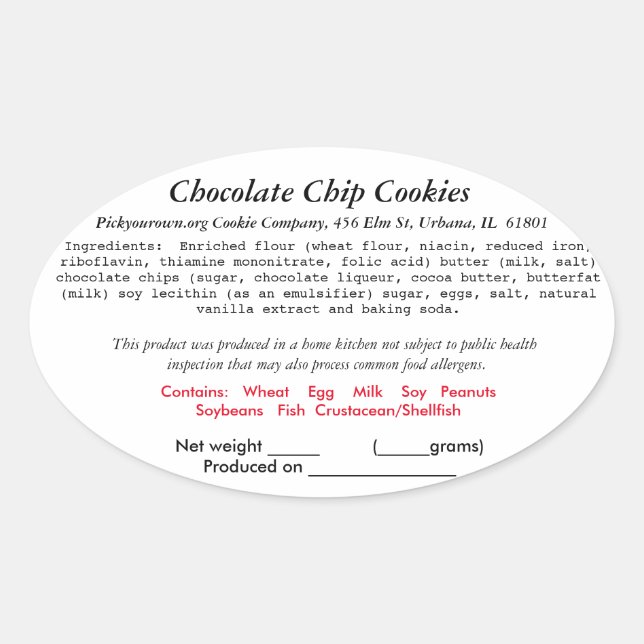 Bäckerei "ILLINOIS Hütte Law Label" (überarbeitet) Ovaler Aufkleber (Vorderseite)