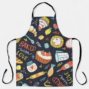 Bäckerei im Retro-Stil, Dots, Blumenelemente. Schürze