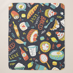 Bäckerei im Retro-Stil, Dots, Blumenelemente. Sherpadecke
