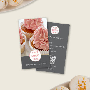Bäckerei Individuelles Foto-Logo QR Grau Geschäfts Visitenkarte
