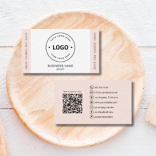 Bäckerei Individuelles Logo QR-Code Pfirsich Visitenkarte