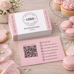 Bäckerei Individuelles Logo QR-Code Rosé Visitenkarte