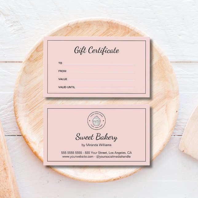Bäckerei Individuelles Logo Rosa Geschäft Geschenk (Bakery Custom Logo Pink Business Gift Certificate)