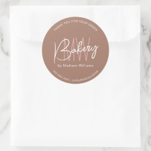 Bäckerei individuelles Monogramm-Logo Braun Runder Aufkleber