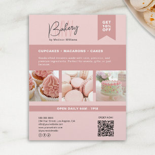 Bäckerei individuelles Monogramm-Logo rosa Flyer