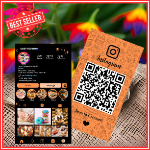 Bäckerei Instagram Koch Orange Konditorpfanne QR Visitenkarte