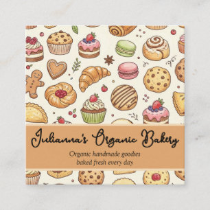 Bäckerei Kekse Torte Dessert Quadrat Geschäftskart Quadratische Visitenkarte