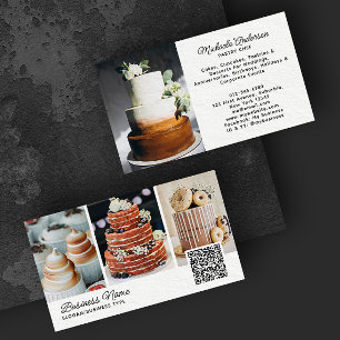 Bäckerei/Koch/Catering 4-Foto-QR-Code Moderne Schr Visitenkarte