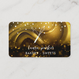 Bäckerei Koch mit Whisk Rolling Button Gold Glitze Visitenkarte