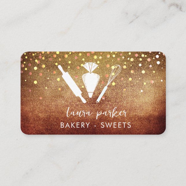 Bäckerei Koch mit Whisk Rolling Button Piping Tasc Visitenkarte (Vorderseite)