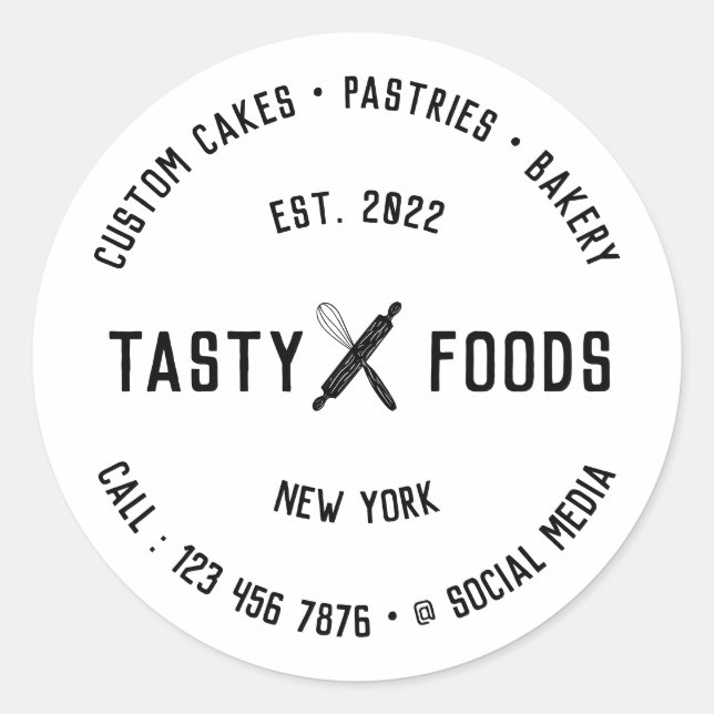 Bäckerei Koch mit zwei Wörtern Logo Runder Aufkleber (Vorderseite)