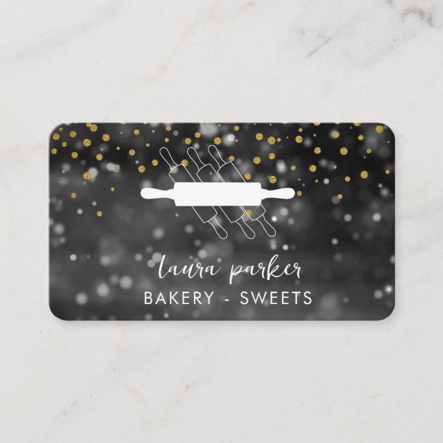 Bäckerei Koch Rolling Button Schwarz-weiß Handgefe Visitenkarte (Vorderseite)