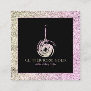Bäckerei Koch Whisky Logo Rose Gold Glitzer Quadratische Visitenkarte