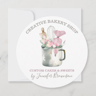 Bäckerei-Konditor-Tasse Boho-chic-Blumen-Patisseri Einladung