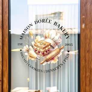 Bäckerei Konditor Wasserfarbe Gold Backen Catering Fensteraufkleber