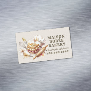 Bäckerei Konditor Wasserfarbe Gold Backen Catering Magnetische Visitenkarte