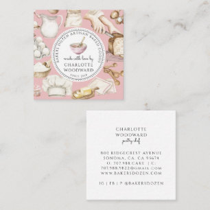 Bäckerei-Konditor-Wasserfarbe Rosa Quadratische Visitenkarte