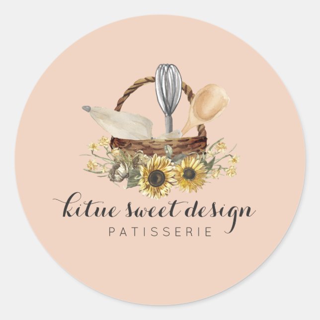 Bäckerei Konditordekoration Orange Runder Aufkleber (Vorderseite)