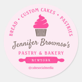 Bäckerei Konditorei Cupcake Pink Logo Branding Runder Aufkleber