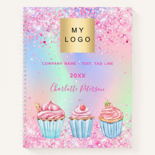 Bäckerei Konditorei Glitter Cupcakes Name Notizbuch