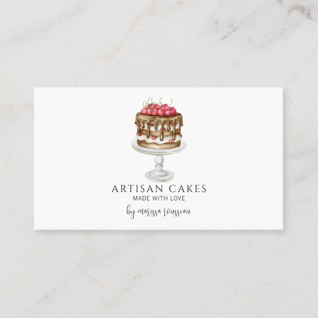 Bäckerei Konditorei Koch Aquarell Backen Pink Kuch Visitenkarte (Vorderseite)