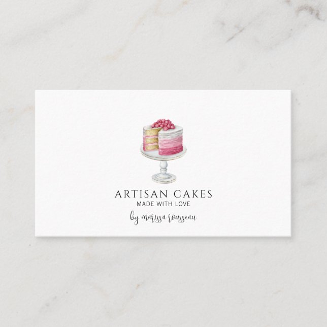 Bäckerei Konditorei Koch Aquarell Backen Pink Kuch Visitenkarte (Vorderseite)
