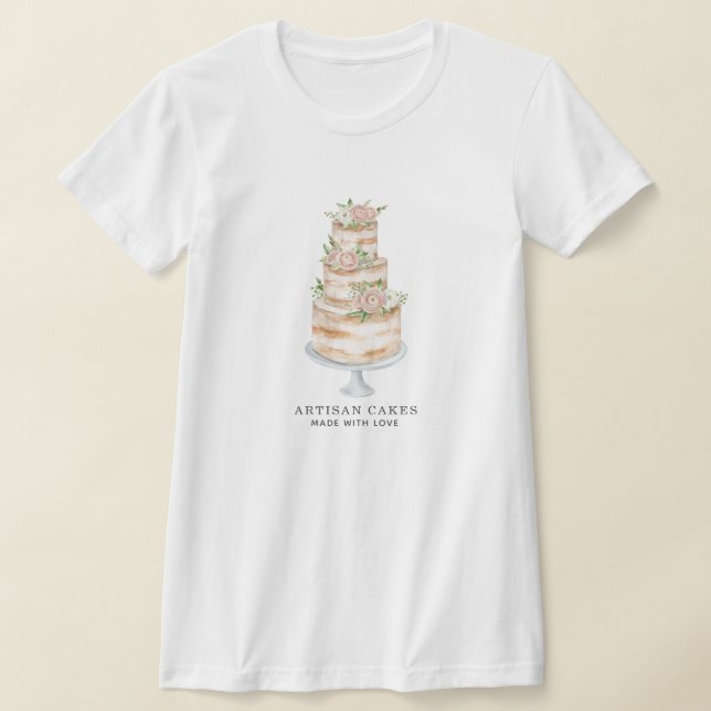 Bäckerei Konditorei Koch Aquarell Rosa Blumenkuche T-Shirt (Ablage )