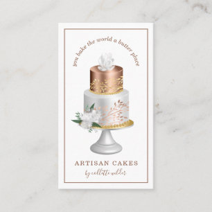 Bäckerei Konditorei Koch Aquarell Rose Goldene Per Visitenkarte