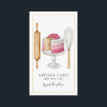 Bäckerei Konditorei Koch Aquarellfarben Backhilfsm Visitenkarte<br><div class="desc">Diese skurrile,  niedliche Aquarellkuchen Backbacken Koch Visitenkarte bietet Backwerkzeuge; rollendes Button,  Whisk und ein herrlicher rosa und weiße Kuchen in der Mitte. Einfache Werkzeuge des Handels! Ihr Name Unterschrift in Skripttypografie und der Name Ihres Unternehmens,  mit dem Slogline: gemacht mit Liebe.</div>