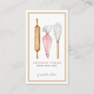 Bäckerei Konditorei Koch Aquarellfarben Backhilfsm Visitenkarte