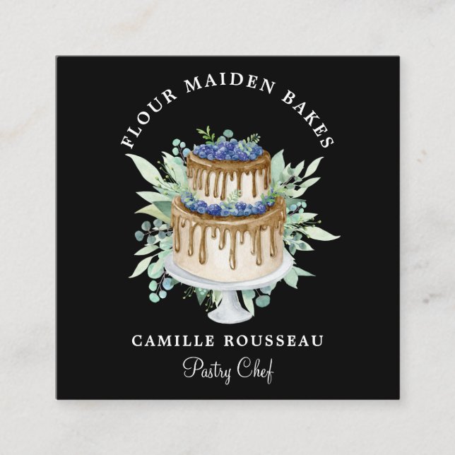Bäckerei Konditorei Koch Baker Black Quadratische Visitenkarte (Vorderseite)