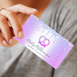 Bäckerei Konditorei Koch Catering Lila Glitzer Tro Visitenkarte