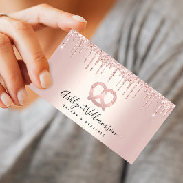 Bäckerei Konditorei Koch Catering Rose Gold Glitze Visitenkarte