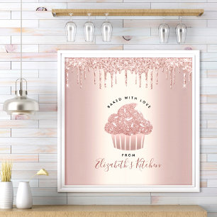 Bäckerei Konditorei Koch Cupcake Rose Gold Glitzer Poster