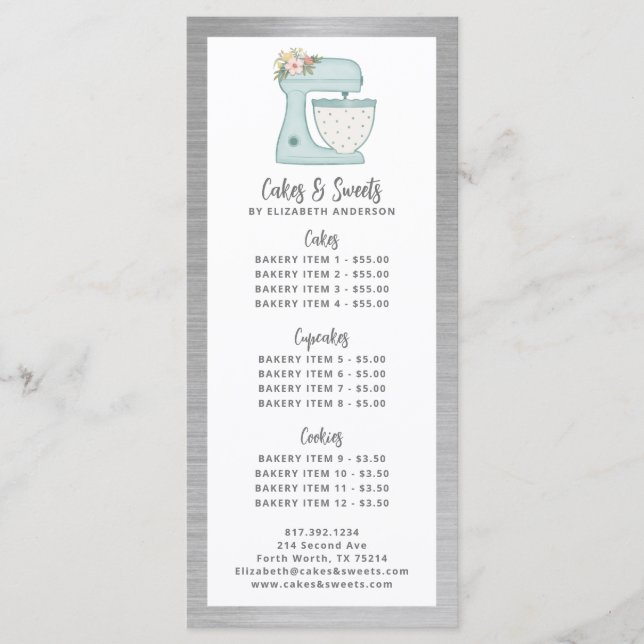 Bäckerei Konditorei Koch Dessert Menü Menükarte (Vorderseite)