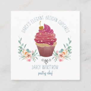 Bäckerei Konditorei Koch Elegante Cupcake Baker Quadratische Visitenkarte
