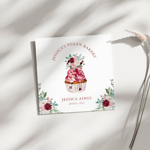 Bäckerei Konditorei Koch Floral Cake Business Card Quadratische Visitenkarte